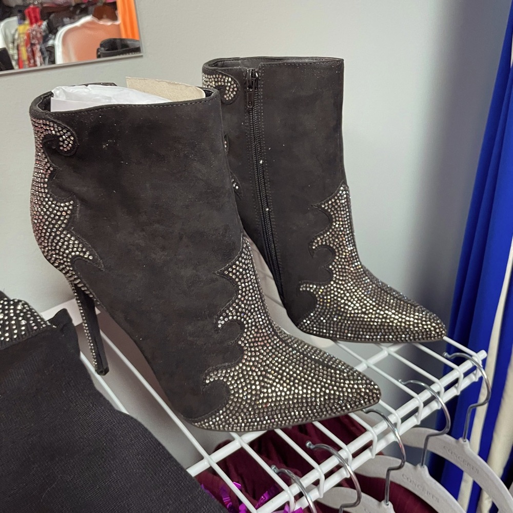 Diamond studded booties